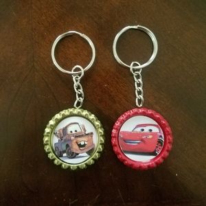 Cars Bottle Cap Keychains